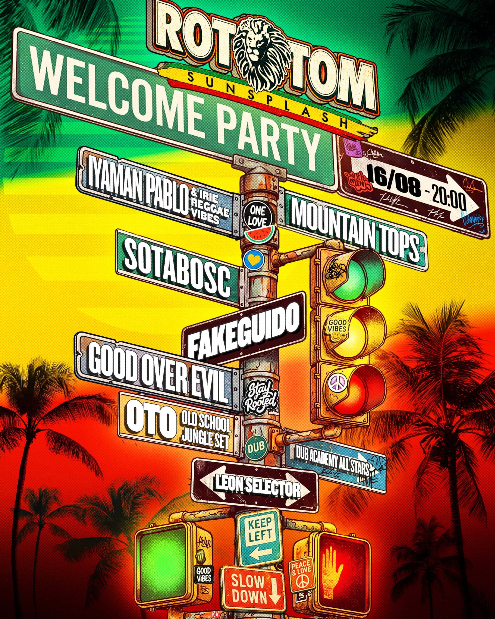Welcome line-up at Rototom Sunsplash festival with artists and times.